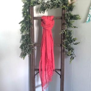 Vera Wang Coral Pink Fringe Scarf